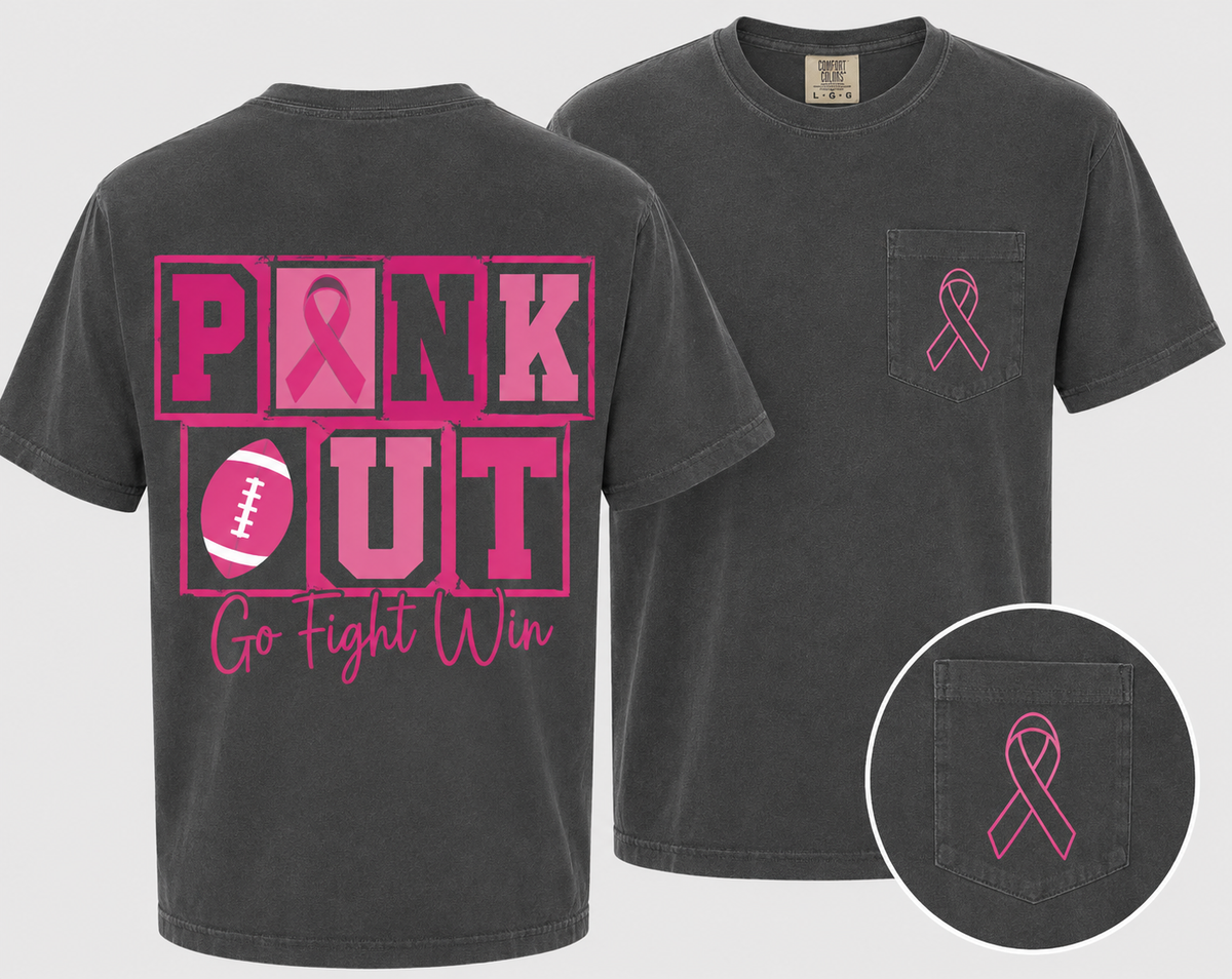 Pink Out Go Fight Win Comfort Colors Tee | Breast Cancer Awareness