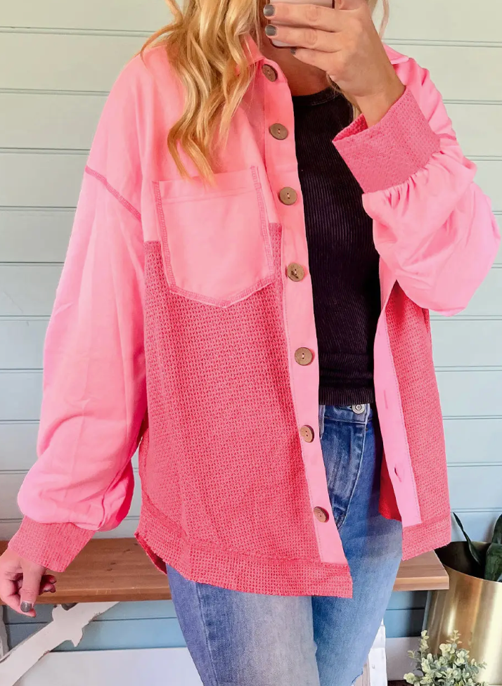 Pretty in Pink Mixed-Texture Shacket