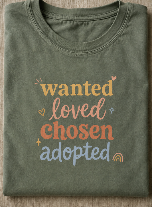Wanted, Loved, Chosen, Adopted Comfort Colors Tee