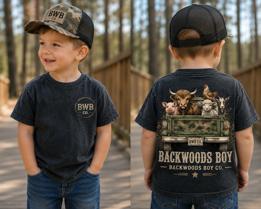 Backwoods Boy Farm Truck Toddler & Youth Tee