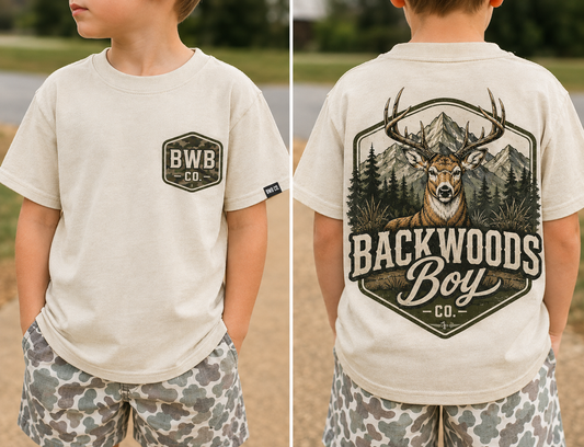 Backwoods Boy Buck & Mountains Toddler & Youth Tee