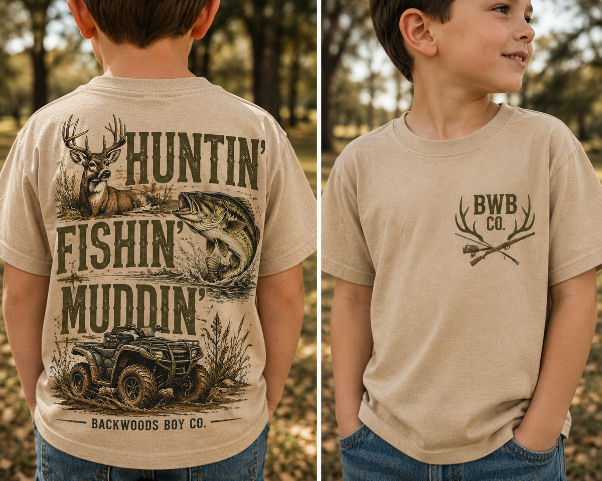 Huntin’ Fishin’ Muddin’ | Backwoods Boy Co. Tee