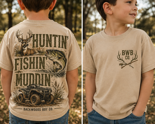 Huntin’ Fishin’ Muddin’ | Backwoods Boy Co. Tee