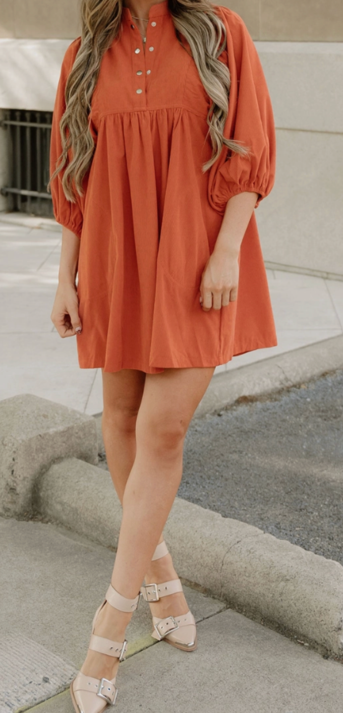 The Ember Corduroy Babydoll Dress