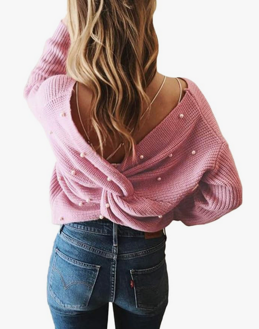 Blush Pearl Bow Sweater