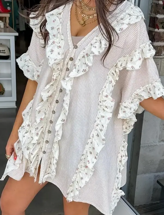 The Meadow Lane Ruffle Button-Down Dress
