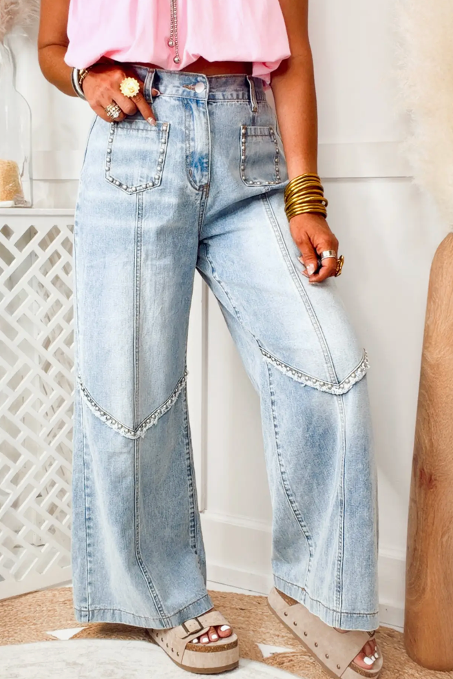 Rhinestone Rodeo Wide-Leg Jeans