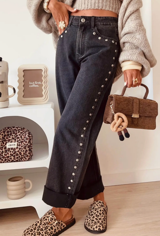 Midnight Studded Cuff Jeans