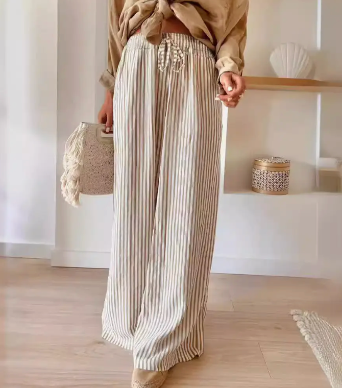 Easy Days Striped Wide-Leg Pants