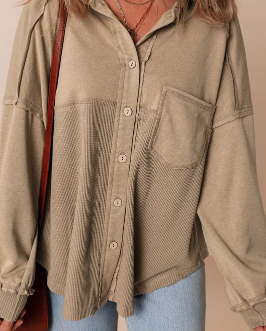 Mushroom Morning Waffle-Panel Shacket
