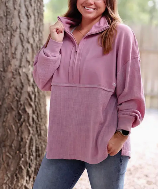 Cozy Days Mixed-Texture Quarter-Zip Jacket | Multiple Colors & Styles