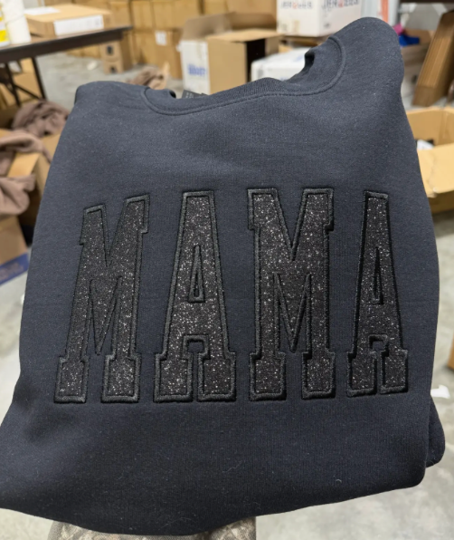 The Midnight Mama Glitter Appliqué Sweatshirt