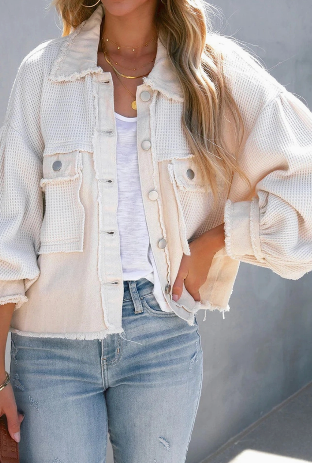 Free Spirit Mixed-Texture Cropped Shacket